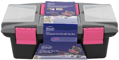 Apollo Tools Household Tool Kit with Tool Box Pink, 53 Piece (DT9773P)