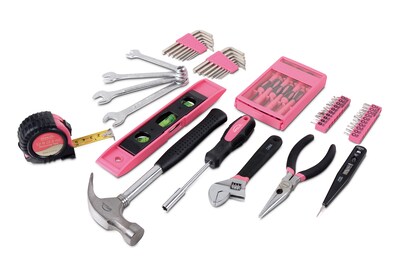 Apollo Tools Household Tool Kit with Tool Box Pink, 53 Piece (DT9773P)