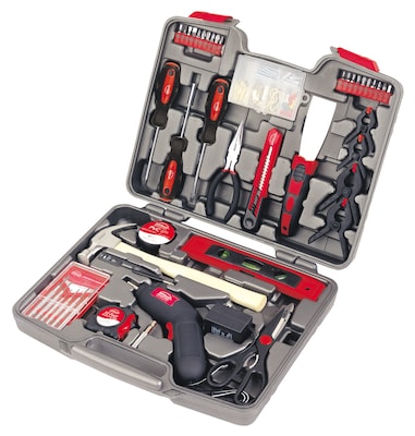 Apollo Tools Household Tool Kit with 4.8 Volt Cordless Screwdriver, 144 Piece (DT8422)