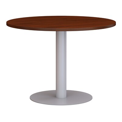 Bush Business Furniture 42W Round Conference Table with Metal Disc Base, Hansen Cherry, Installed (99TBD42RHCSVKFA)