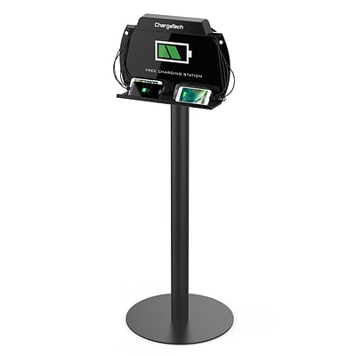 ChargeTech Power Floor Stand Charging Station, (8) Braided Cables, LED Lighting (S9)