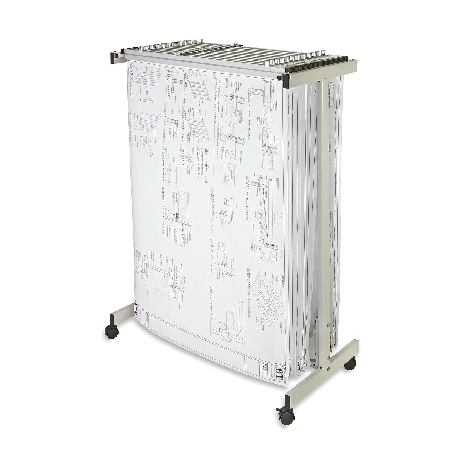 AdirOffice Mobile Plan Center for Blueprints Adjustable Large File Stand Storage Cart, Gray (615)