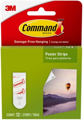 Command Poster Strips Value Pack, White, 12 Strips (17024ES)