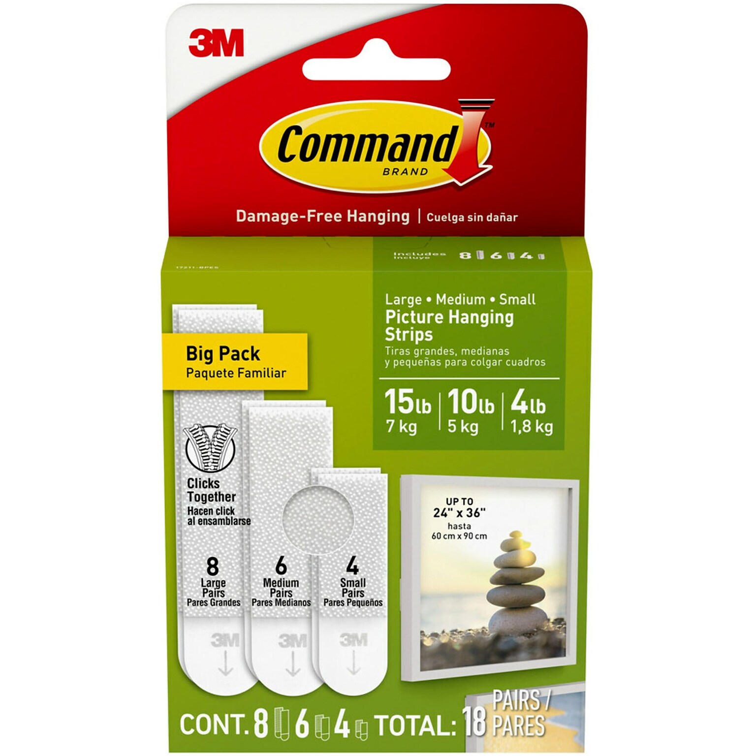 Command Assorted Picture Hanging Strips, Assorted Sizes (17211-BPES)