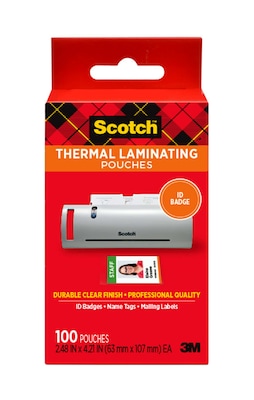 Scotch® ID Badge Size Thermal Laminating Pouches, 5 mil, Clear, 100/Pack (TP5852100)