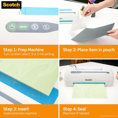 Scotch® ID Badge Size Thermal Laminating Pouches, 5 mil, Clear, 100/Pack (TP5852100)