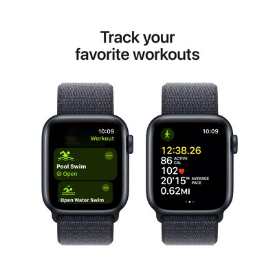Apple Watch SE GPS Smartwatch, 40mm, Midnight Aluminum Case with Ink Sport Loop (MXEA3LL/A)