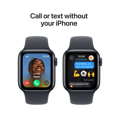 Apple Watch SE GPS + Cellular Smartwatch, 40mm, Midnight Aluminum Case with Midnight Sport Band, Small/Medium (MXFR3LL/A)