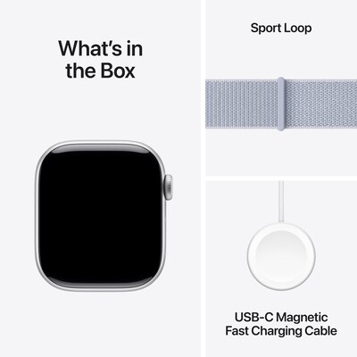 Apple Watch Series 10 GPS + Cellular Smartwatch, 42mm, Silver Aluminum Case with Blue Cloud Sport Loop (MWX53LW/A)