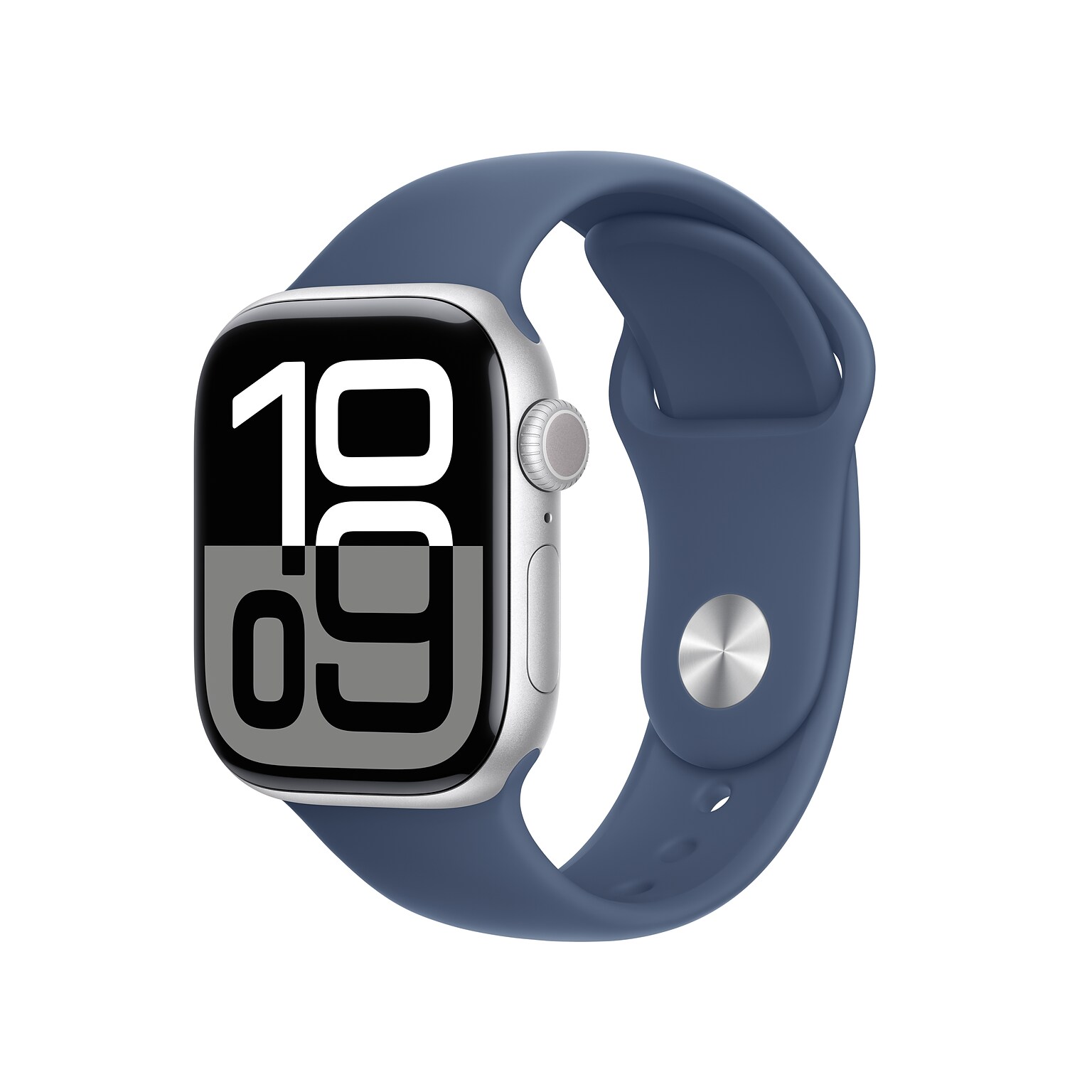 Apple Watch Series 10 GPS Smartwatch, 42mm, Silver Aluminum Case with Denim Sport Band, Small/Medium (MWWA3LW/A)