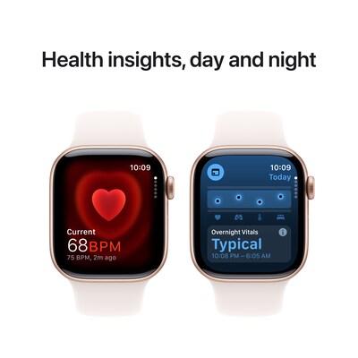 Apple Watch Series 10 GPS Smartwatch, 42mm, Rose Gold Aluminum Case with Light Blush Sport Band, Medium/Large (MWWJ3LW/A)