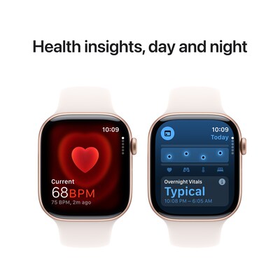 Apple Watch Series 10 GPS Smartwatch, 46mm, Rose Gold Aluminum Case with Light Blush Sport Band, Medium/Large (MWWU3LW/A)