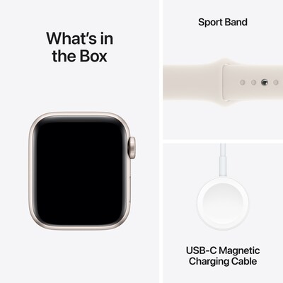 Apple Watch SE GPS + Cellular Smartwatch, 40mm, Starlight Aluminum Case with Starlight Sport Band, Small/Medium (MXFY3LL/A)