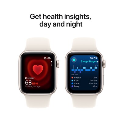 Apple Watch SE GPS + Cellular Smartwatch, 40mm, Starlight Aluminum Case with Starlight Sport Band, Small/Medium (MXFY3LL/A)