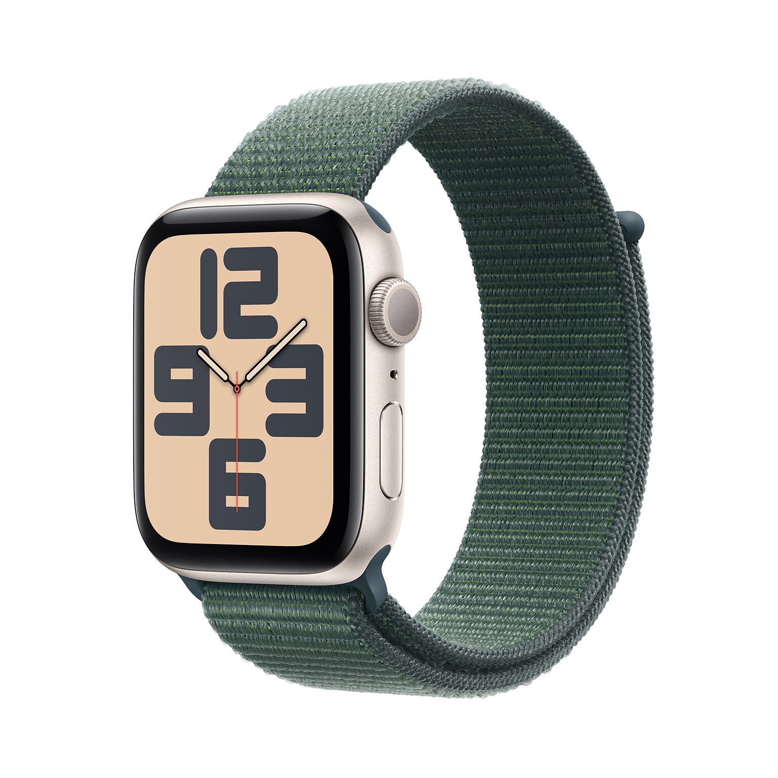 Apple Watch SE GPS Smartwatch, 44mm, Starlight Aluminum Case with Lake Green Sport Loop (MXEW3LL/A)