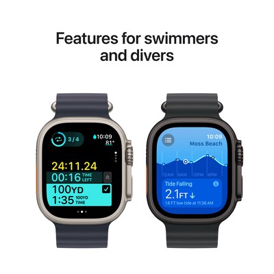 Apple Watch Ultra 2 GPS + Cellular Smartwatch, 49mm, Black Titanium Case with Black Ocean Band (MX4P3LW/A)