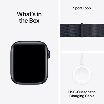 Apple Watch SE GPS Smartwatch, 40mm, Midnight Aluminum Case with Ink Sport Loop (MXEA3LL/A)