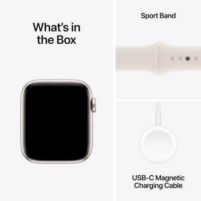 Apple Watch SE GPS + Cellular Smartwatch, 44mm, Starlight Aluminum Case with Starlight Sport Band, Medium/Large (MXG83LL/A)