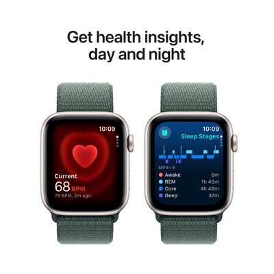 Apple Watch SE GPS Smartwatch, 44mm, Starlight Aluminum Case with Lake Green Sport Loop (MXEW3LL/A)