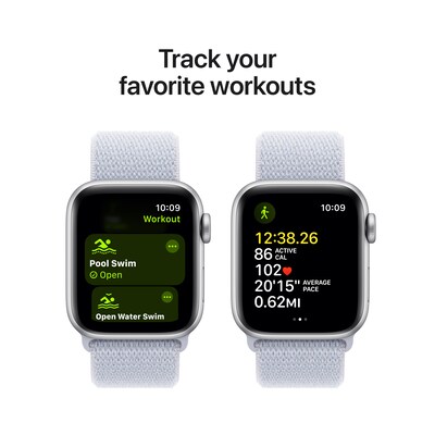Apple Watch SE GPS Smartwatch, 40mm, Silver Aluminum Case with Blue Cloud Sport Loop, One Size (MXEE3LL/A)
