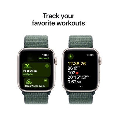 Apple Watch SE GPS Smartwatch, 44mm, Starlight Aluminum Case with Lake Green Sport Loop (MXEW3LL/A)