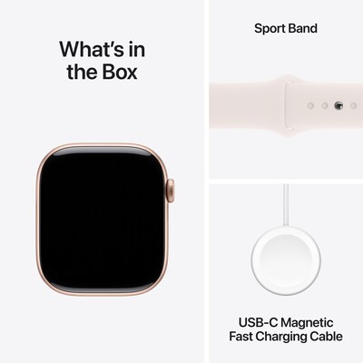Apple Watch Series 10 GPS Smartwatch, 46mm, Rose Gold Aluminum Case with Light Blush Sport Band, Medium/Large (MWWU3LW/A)