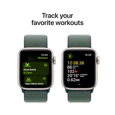 Apple Watch SE GPS Smartwatch, 40mm, Starlight Aluminum Case with Lake Green Sport Loop (MXEH3LL/A)