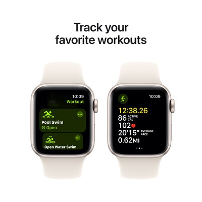 Apple Watch SE GPS + Cellular Smartwatch, 40mm, Starlight Aluminum Case with Starlight Sport Band, Small/Medium (MXFY3LL/A)