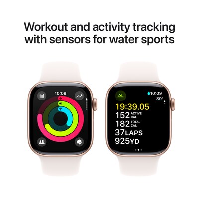 Apple Watch Series 10 GPS Smartwatch, 42mm, Rose Gold Aluminum Case with Light Blush Sport Band, Medium/Large (MWWJ3LW/A)