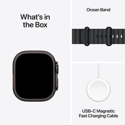 Apple Watch Ultra 2 GPS + Cellular Smartwatch, 49mm, Black Titanium Case with Black Ocean Band (MX4P3LW/A)