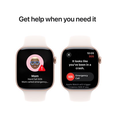 Apple Watch Series 10 GPS Smartwatch, 46mm, Rose Gold Aluminum Case with Light Blush Sport Band, Medium/Large (MWWU3LW/A)