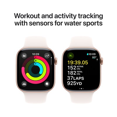 Apple Watch Series 10 GPS Smartwatch, 46mm, Rose Gold Aluminum Case with Light Blush Sport Band, Medium/Large (MWWU3LW/A)