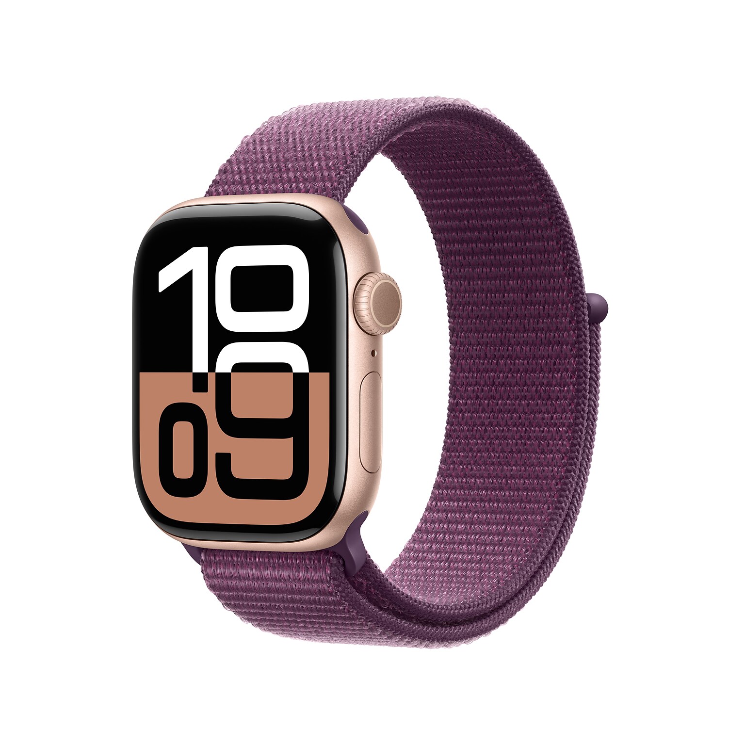 Apple Watch Series 10 GPS Smartwatch, 42mm, Rose Gold Aluminum Case with Plum Sport Loop (MWWK3LW/A)