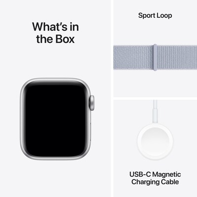 Apple Watch SE GPS Smartwatch, 40mm, Silver Aluminum Case with Blue Cloud Sport Loop, One Size (MXEE3LL/A)