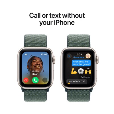 Apple Watch SE GPS Smartwatch, 40mm, Starlight Aluminum Case with Lake Green Sport Loop (MXEH3LL/A)