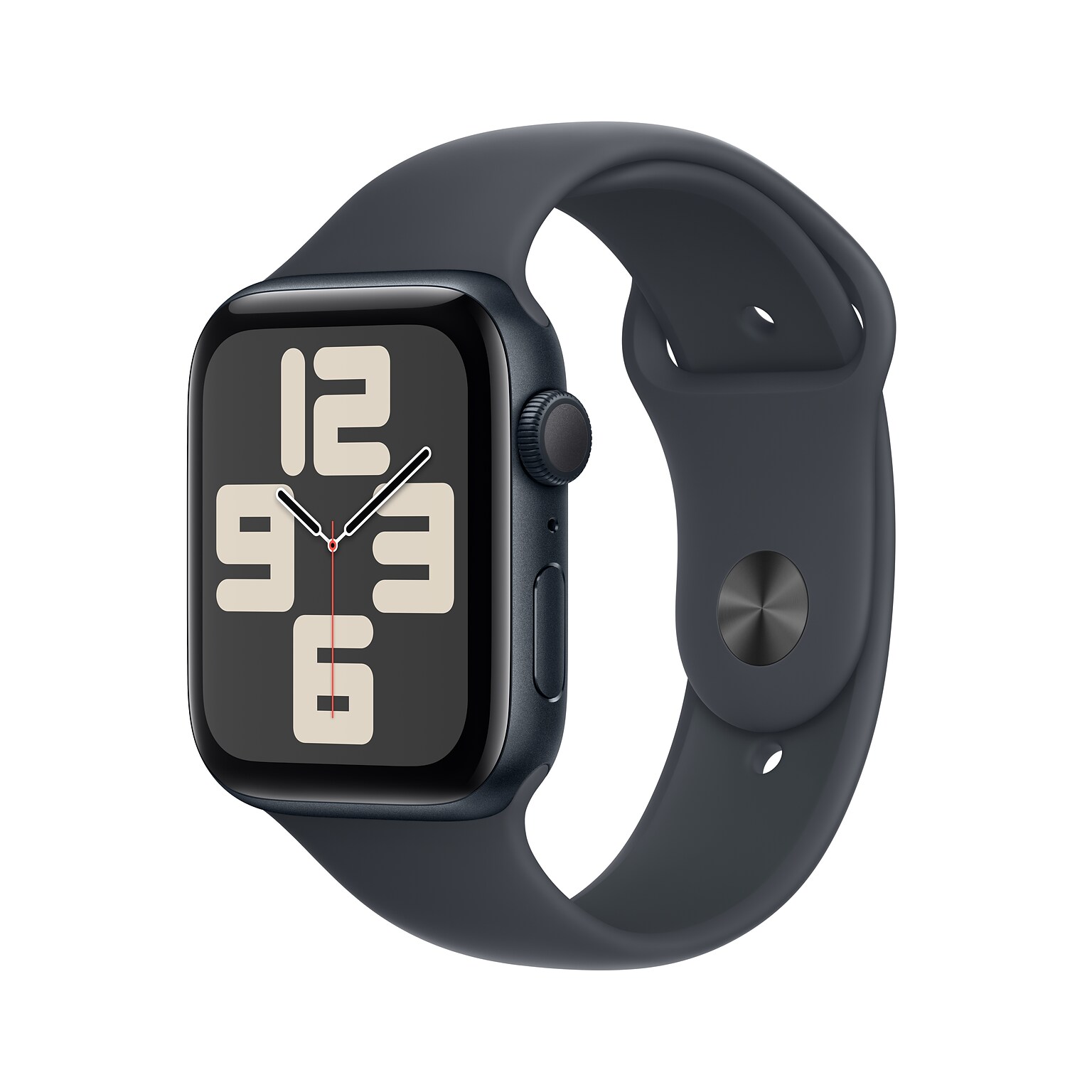 Apple Watch SE GPS Smartwatch, 44mm, Midnight Aluminum Case with Midnight Sport Band, Medium/Large (MXEK3LL/A)