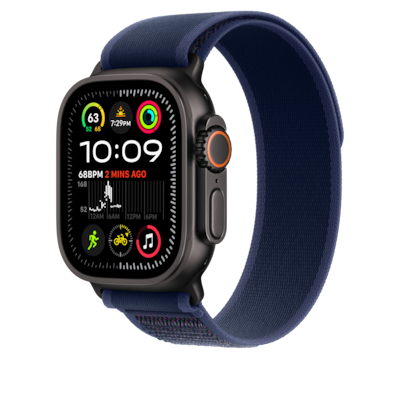 Apple Watch 49mm Blue Trail Loop, Small/Medium, Black Titanium Finish (MYQ73AM/A)