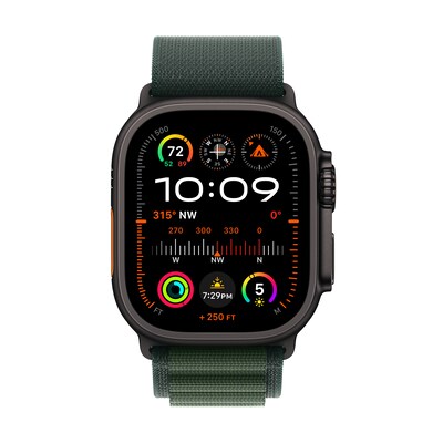 Apple Watch Ultra 2 GPS + Cellular Smartwatch, 49mm, Black Titanium Case with Dark Green Alpine Loop, Medium (MX4R3LW/A)