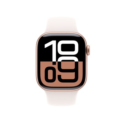 Apple Watch Series 10 GPS Smartwatch, 42mm, Rose Gold Aluminum Case with Light Blush Sport Band, Medium/Large (MWWJ3LW/A)