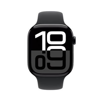 Apple Watch Series 10 GPS Smartwatch, 46mm, Jet Black Aluminum Case with Black Sport Band, Medium/Large (MWWQ3LW/A)
