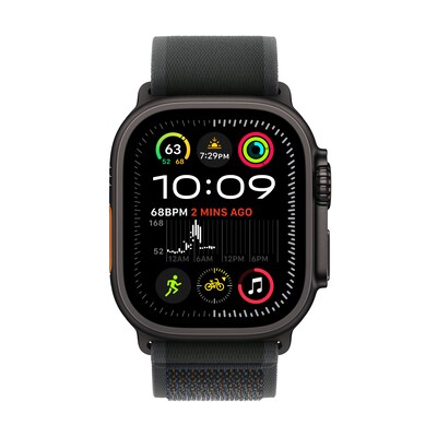 Apple Watch Ultra 2 GPS + Cellular Smartwatch, 49mm, Black Titanium Case with Black Trail Loop, Medium/Large (MX4V3LW/A)
