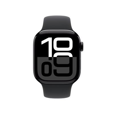 Apple Watch Series 10 GPS Smartwatch, 42mm, Jet Black Aluminum Case with Black Sport Band, Medium/Large (MWWF3LW/A)
