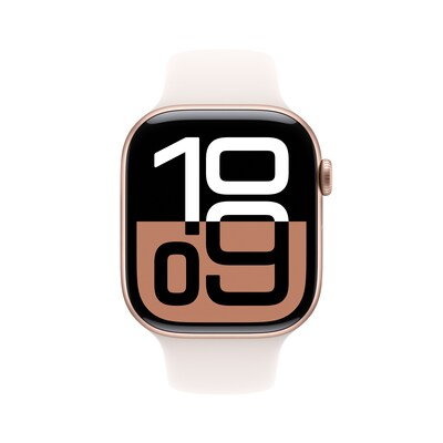 Apple Watch Series 10 GPS + Cellular Smartwatch, 46mm, Rose Gold Aluminum Case with Light Blush Sport Band, M/L (MWY73LW/A)