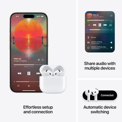 Apple AirPods Noise-Canceling Earbuds with USB-C Charging Case, 4th Generation, Bluetooth, White  (MXP93LL/A)