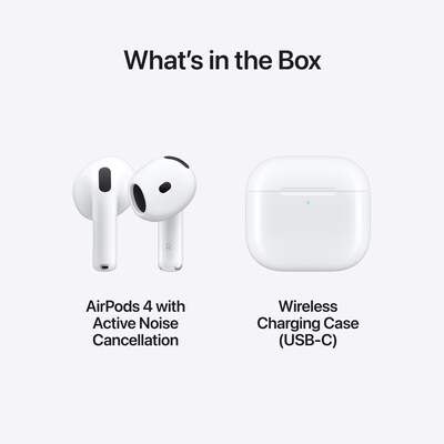 Apple AirPods Noise-Canceling Earbuds with USB-C Charging Case, 4th Generation, Bluetooth, White  (MXP93LL/A)