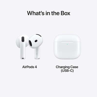 Apple AirPods 4 Wireless Ambient Sound Earbuds, 4th Generation, Bluetooth, White (MXP63LL/A)