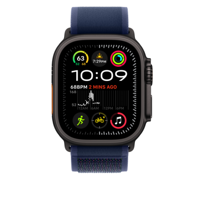 Apple Watch 49mm Blue Trail Loop, Small/Medium, Black Titanium Finish (MYQ73AM/A)