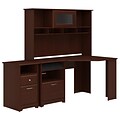 Bush Furniture Cabot Corner Desk with Hutch and 2 Drawer File Cabinet, Harvest Cherry (CAB024HVC)