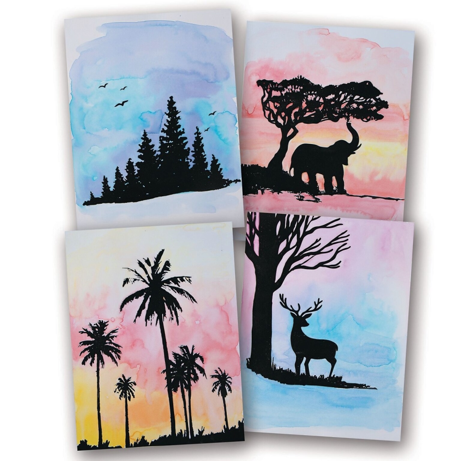 S&S Easy Way Watercolor Craft Kit: Nature Silhouettes, 24/Pack (GP3331)