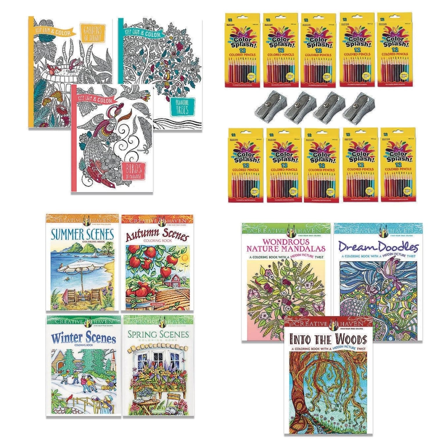 S&S All-in-One Easy Pack Adult Coloring Books, 36/Pack (20021)